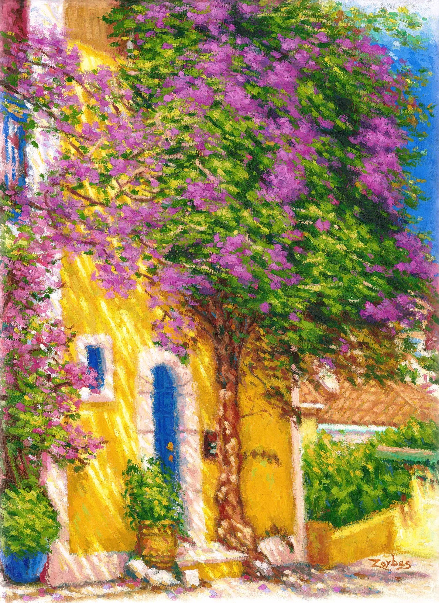 Canvas Print: Yellow House in Kefalonia