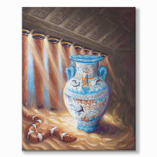 Original Painting: Minoan Amphora in Knossos Temple, Crete