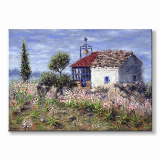 Original Painting: Chapel on Top of the Mountain in Aegina