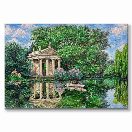 Πρωτότυπος πίνακας: Λίμνη με βάρκες στη Βίλα Μποργκέζε, Ρώμη