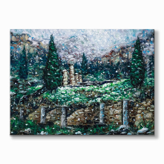 Πρωτότυπος πίνακας: Χιονόπτωση στους Αρχαίους Δελφούς