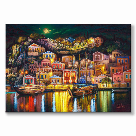 Original Painting: A Night in Symi