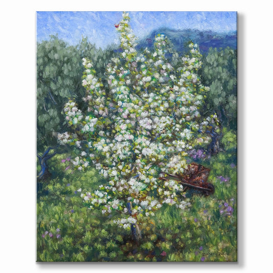 Original Painting: Blooming Pear Tree in Tzikides Aegina