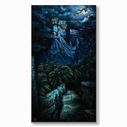 Original Painting: Finding the Monastery of Simonopetra in Mt. Athos