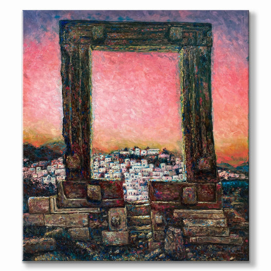 Πρωτότυπος πίνακας: Ηλιοβασίλεμα στην Αρχαία Πορτάρα στη Νάξο