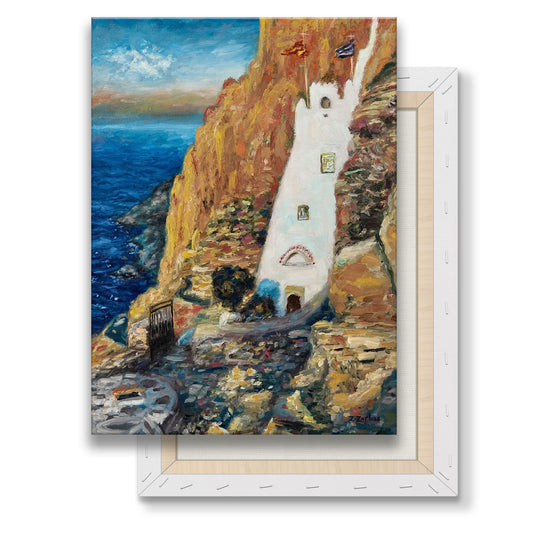 Canvas Print: Hozoviotissa Monastery During Sunrise Amorgos