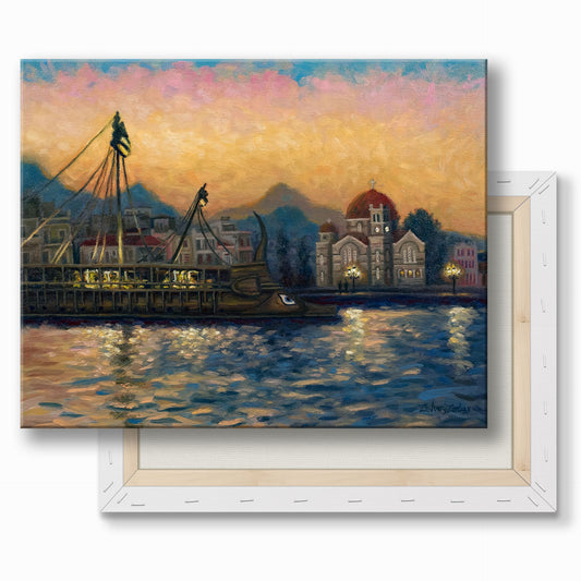 Canvas Print: Athenian Trireme Olympias in Aegina Port