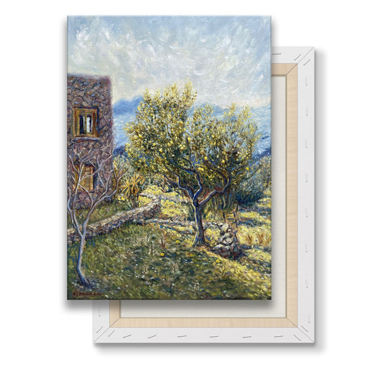 Εκτύπωση σε καμβά: Λεμονιά στο σπίτι, Αίγινα