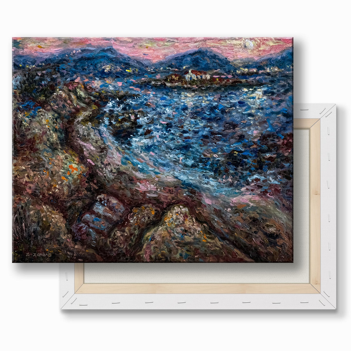 Εκτύπωση σε καμβά: Παραλία με νησάκι στα Βάγια της Αίγινας