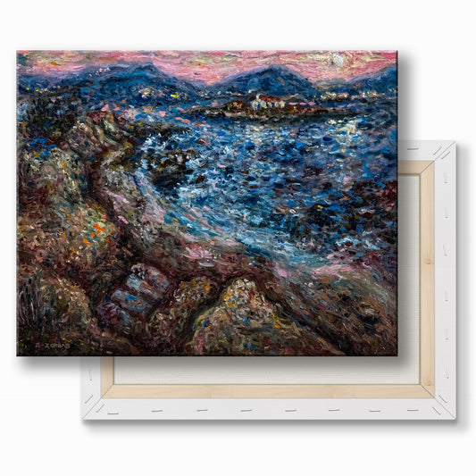 Εκτύπωση σε καμβά: Παραλία με νησάκι στα Βάγια της Αίγινας