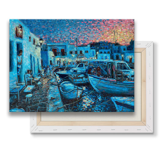 Εκτύπωση καμβά: Βράδυ στη Νάουσα Πάρου