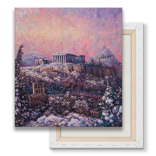 Εκτύπωση σε καμβά: Πρωινό χιόνι στην Ακρόπολη