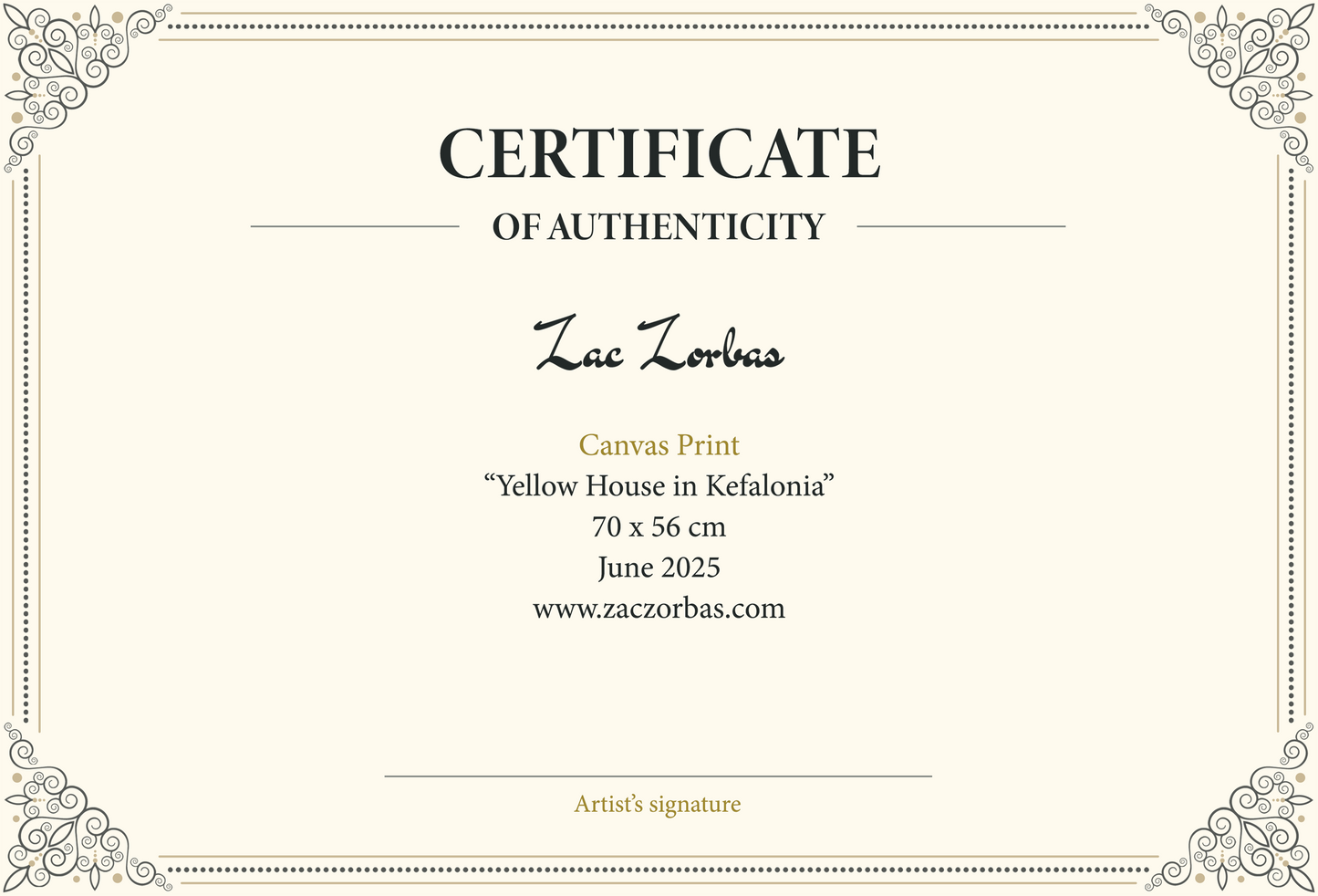 Canvas Print: Yellow House in Kefalonia