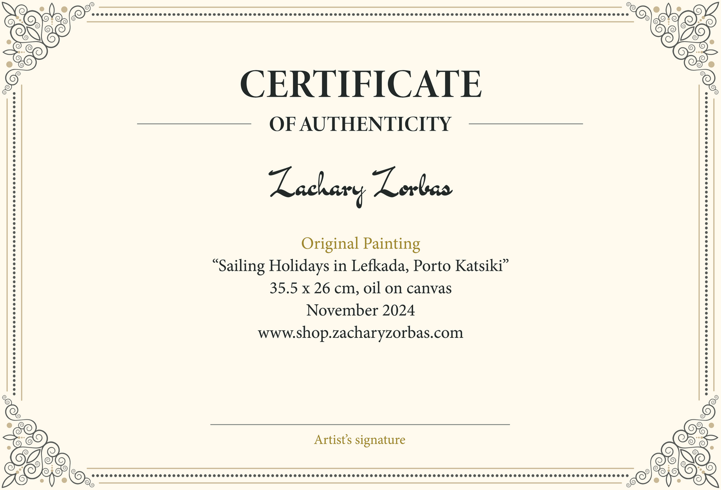 Πρωτότυπος Πίνακας: Ιστιοπλοΐα στη Λευκάδα, Πόρτο Κατσίκι