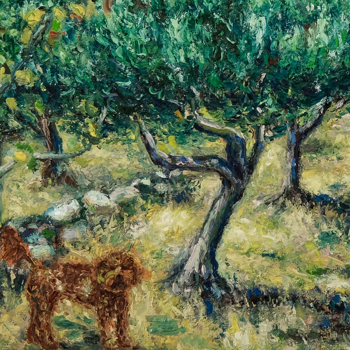 Canvas Print: Walking in the Olive Grove with Toby
