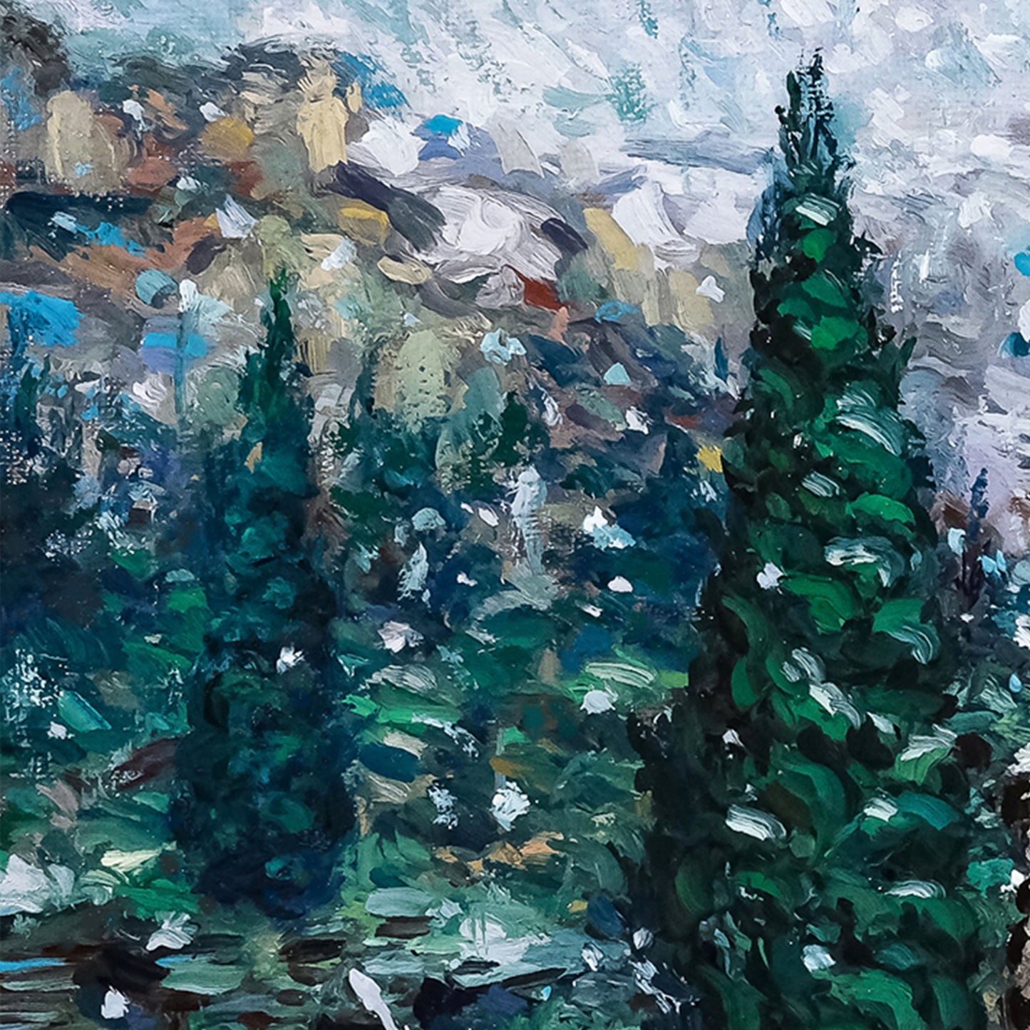 Art Print: Snowfall at the Temple of Apollo in Delphi