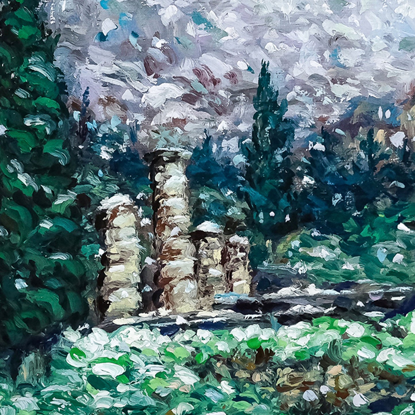 Canvas Print: Snowfall at the Temple of Apollo in Delphi