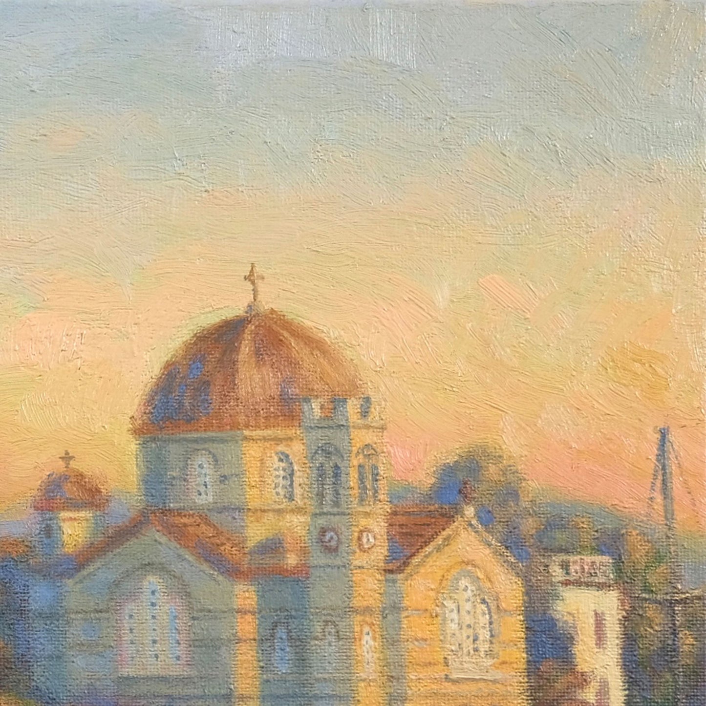 Εκτύπωση σε καμβά: Το λιμάνι της Αίγινας κατά τη Χρυσή Ώρα