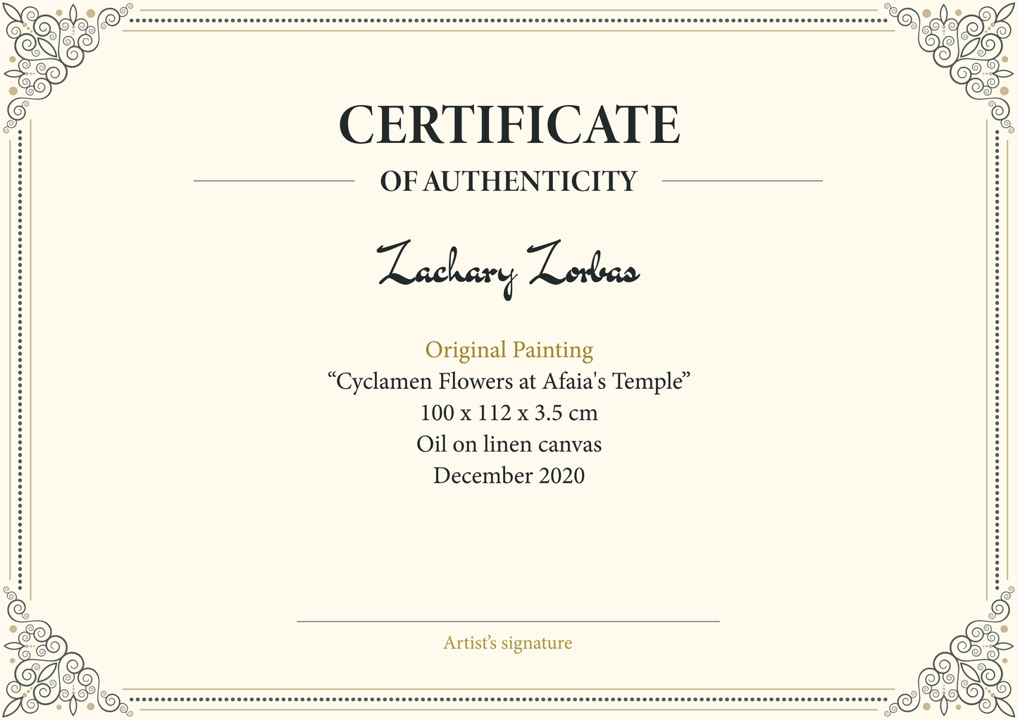 Πρωτότυπος πίνακας: Άνθη κυκλάμινων στον ναό της Αφαίας
