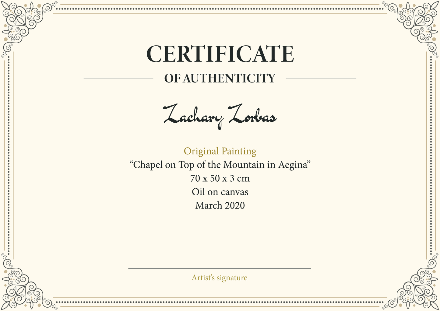 Πρωτότυπος Πίνακας: Παρεκκλήσι στην Κορυφή του Βουνού στην Αίγινα