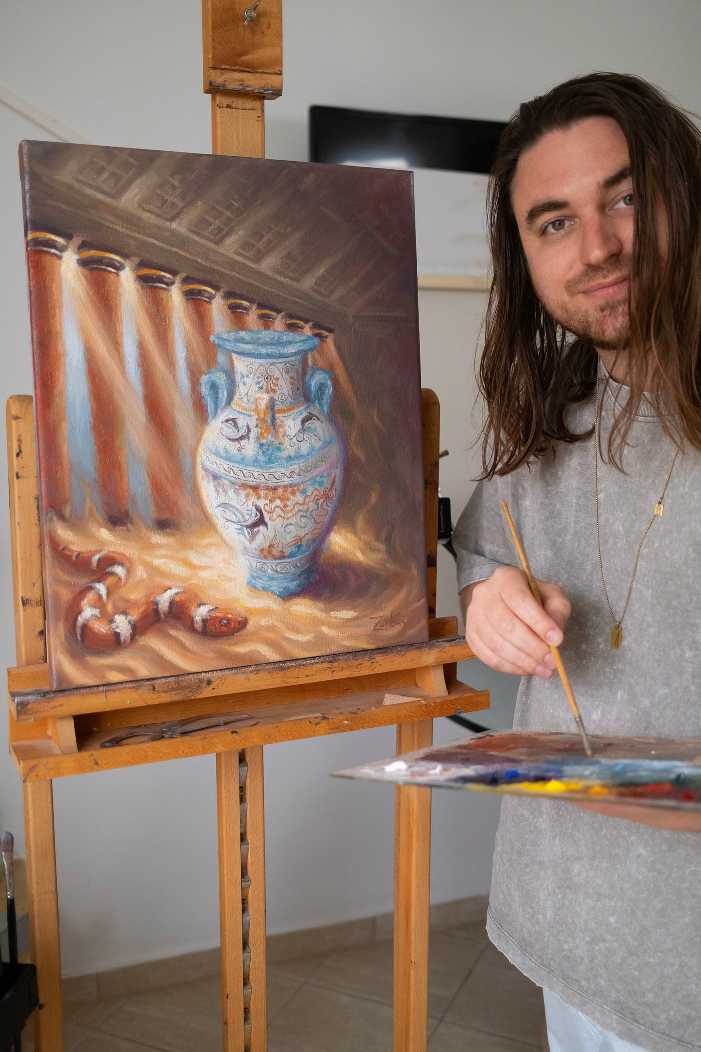 Πρωτότυπος Πίνακας: Μινωικός Αμφορέας στον Ναό της Κνωσού, Κρήτη