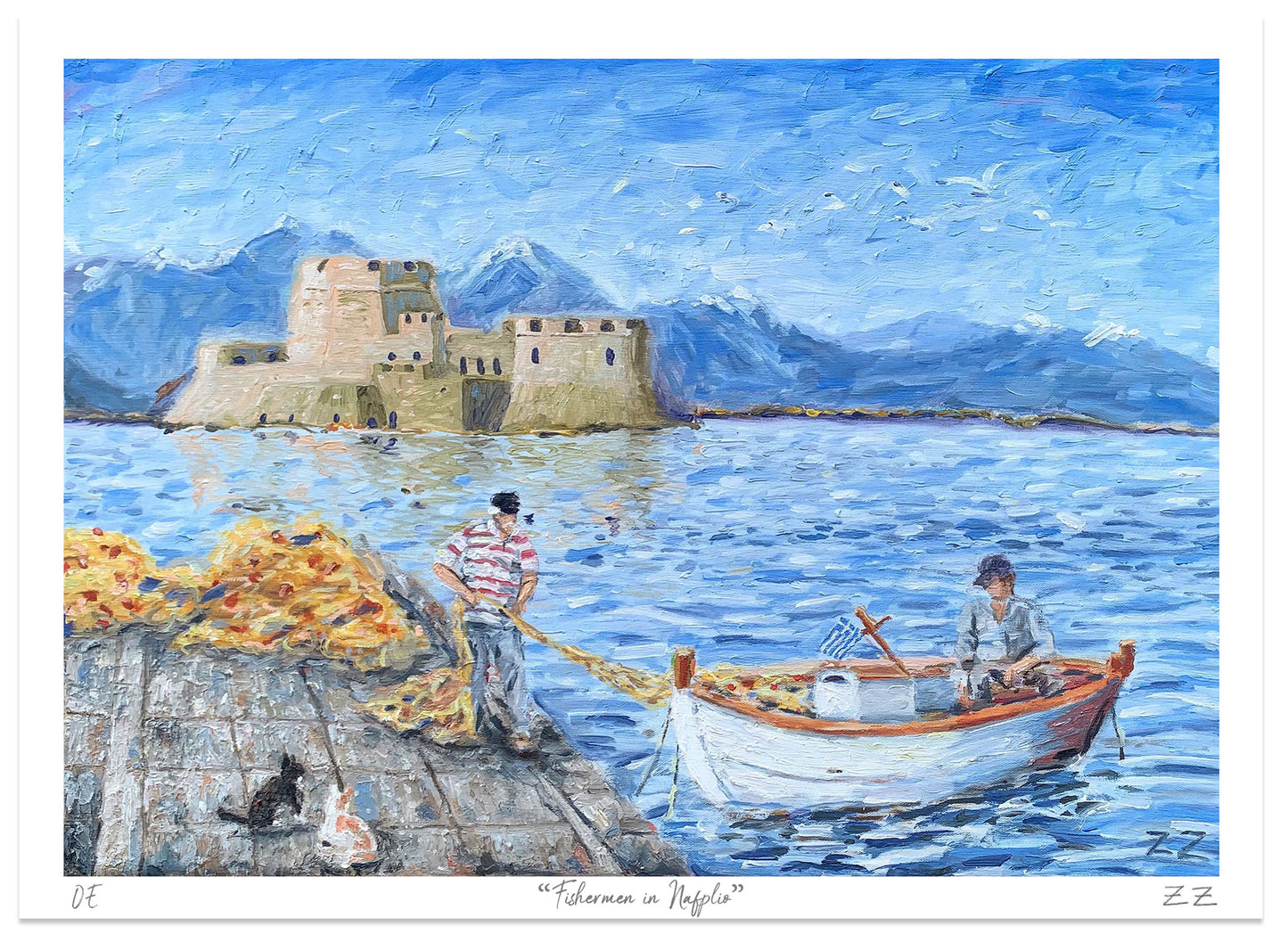Art Print: Fishermen in Nafplio