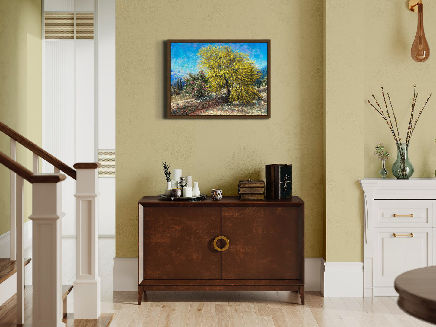 Art Print: Acacia Tree Blooming at Home, Tzikides