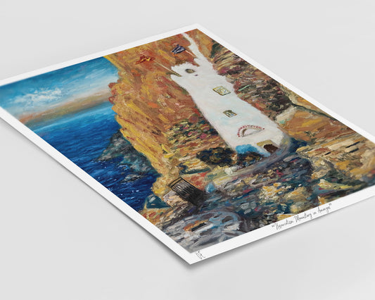 Τέχνη Εκτύπωση: Μονή Hozoviotissa κατά τη διάρκεια της ανατολής, Αμοργός