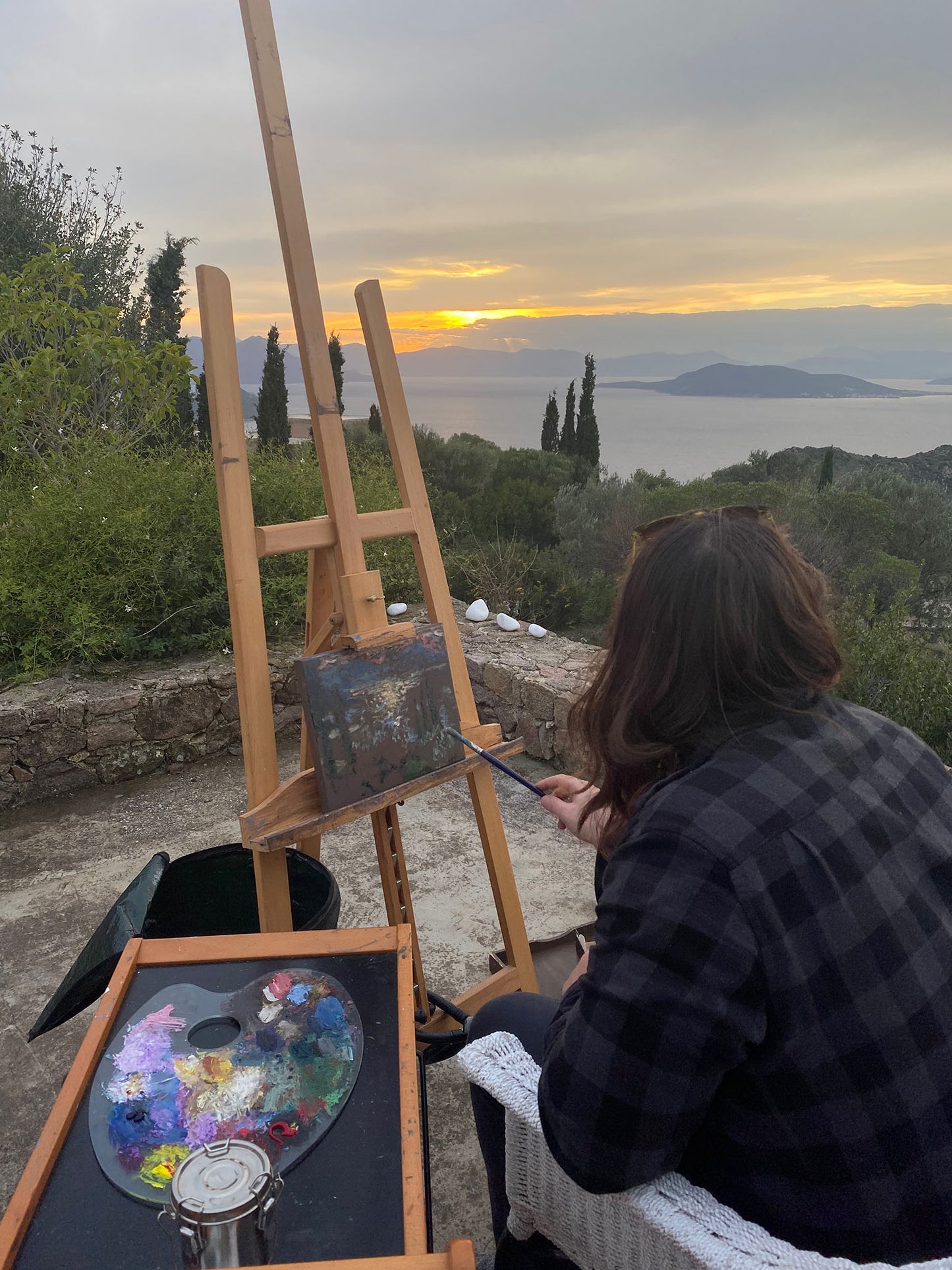 Πρωτότυπος Πίνακας: Θέα του Σαρωνικού Κόλπου από τους Τζίκηδες στην Αίγινα