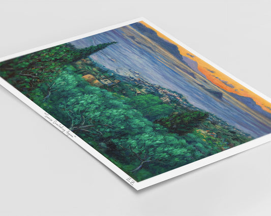 Εκτύπωση Τέχνης: Ανατολή με θέα την πόλη της Αίγινας