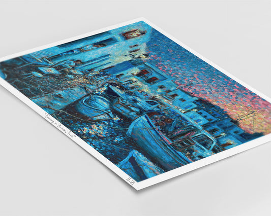 Art Print: Βράδυ στη Νάουσα Πάρου