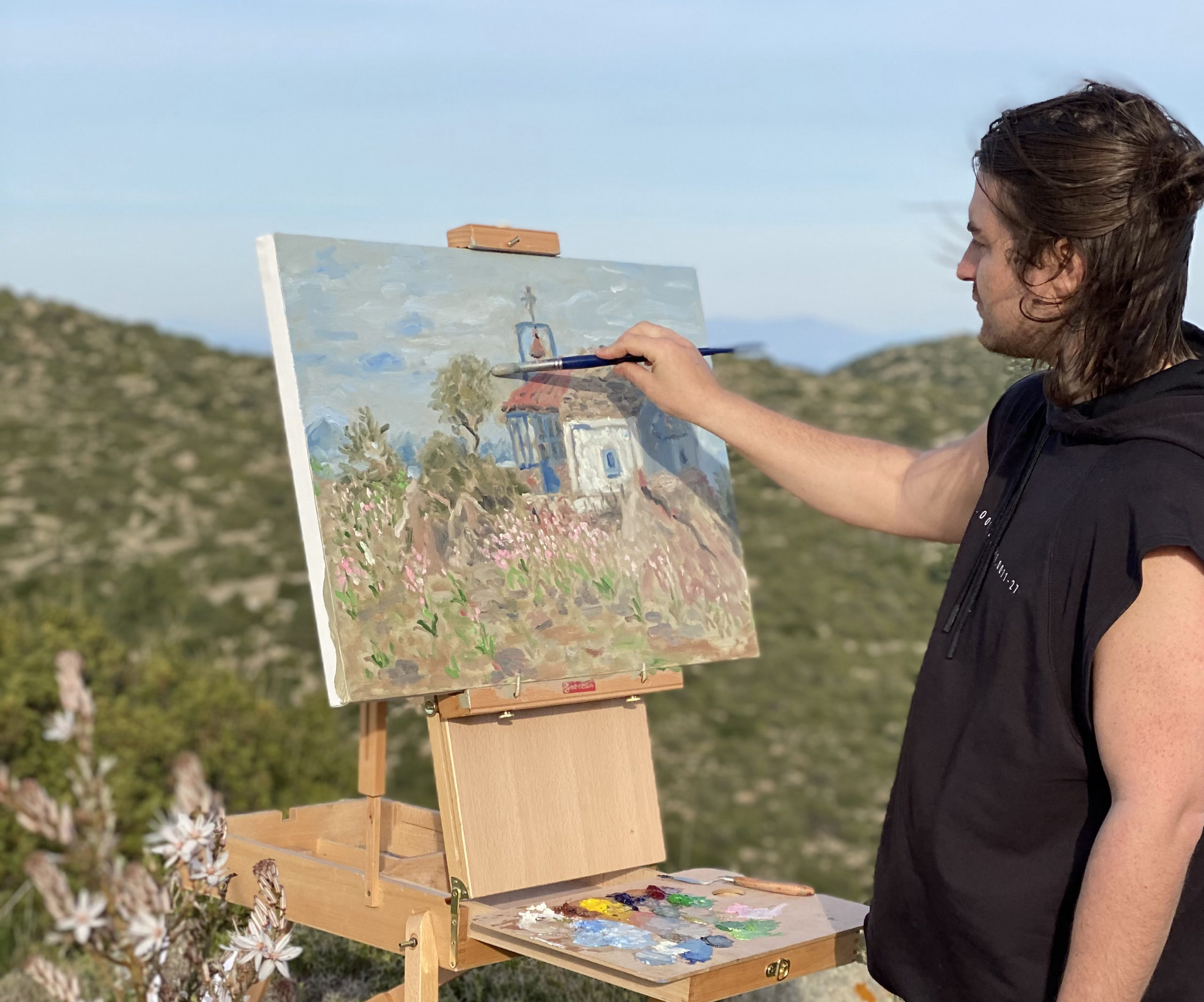 Aegina Plein Air Painting at Mountaintop Chapel