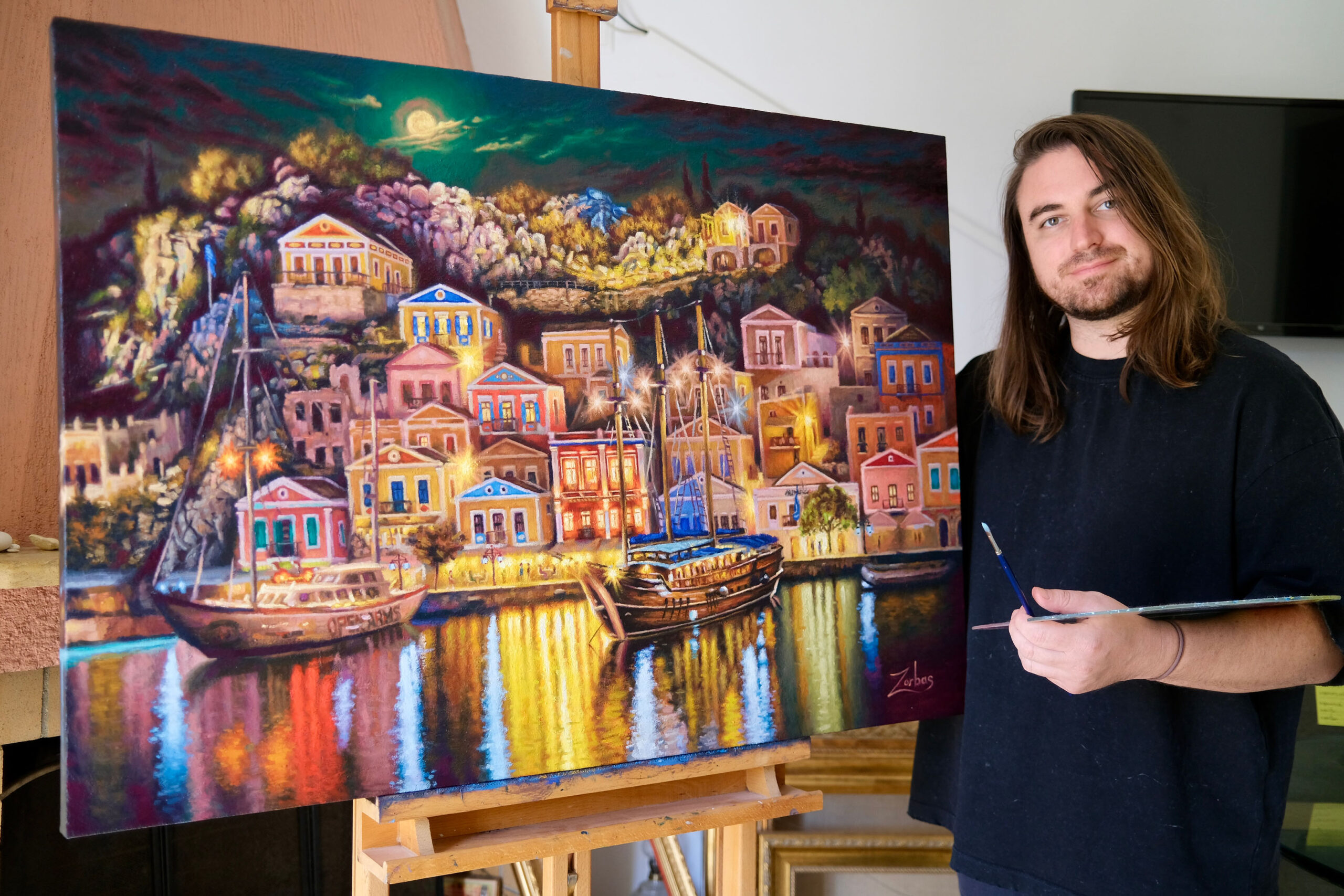 New Symi Night Painting and Prints Available