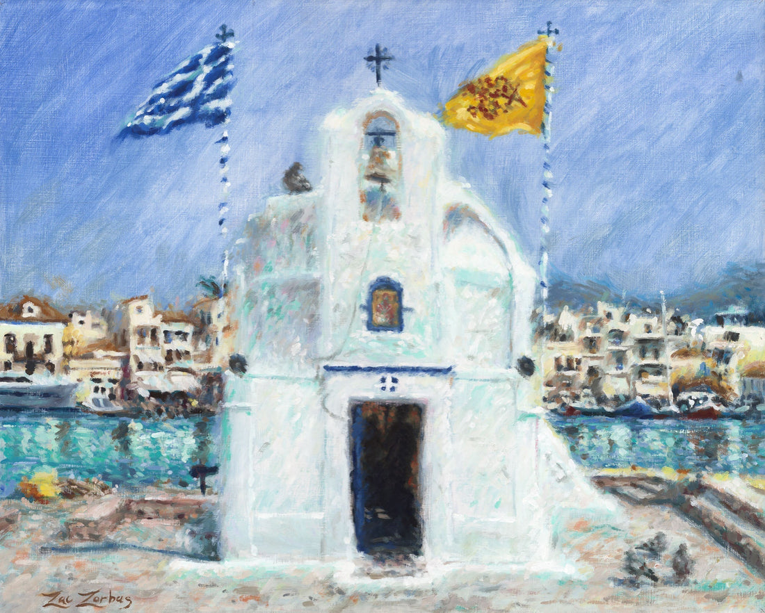Inside the Chapel at Aegina Port: The Story Behind Zac Zorbas' Latest Painting