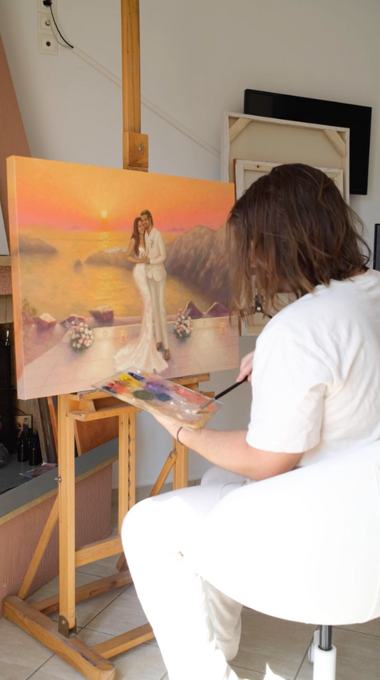 Live Wedding Painting in Santorini