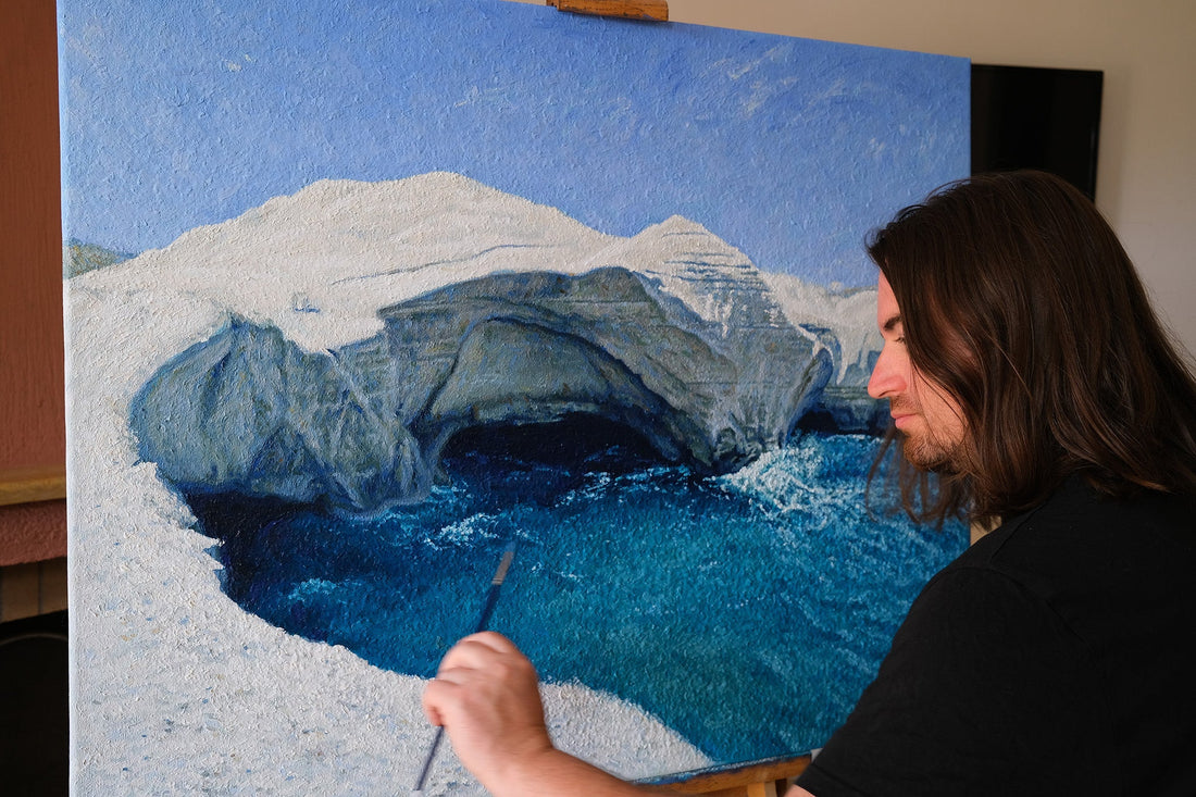 One-of-a-Kind: The Original "White Cliffs of Milos" Oil Painting by Zac Zorbas