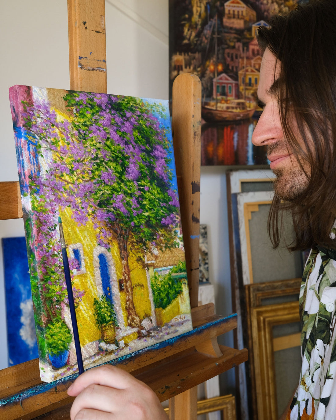 Kefalonia Yellow House Painting and Prints Available
