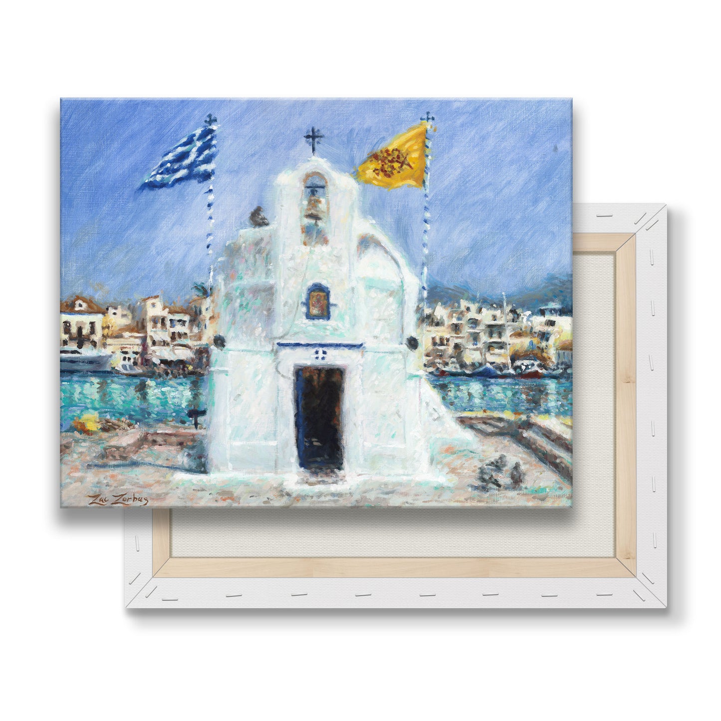 Canvas Print: Chapel in Aegina Port