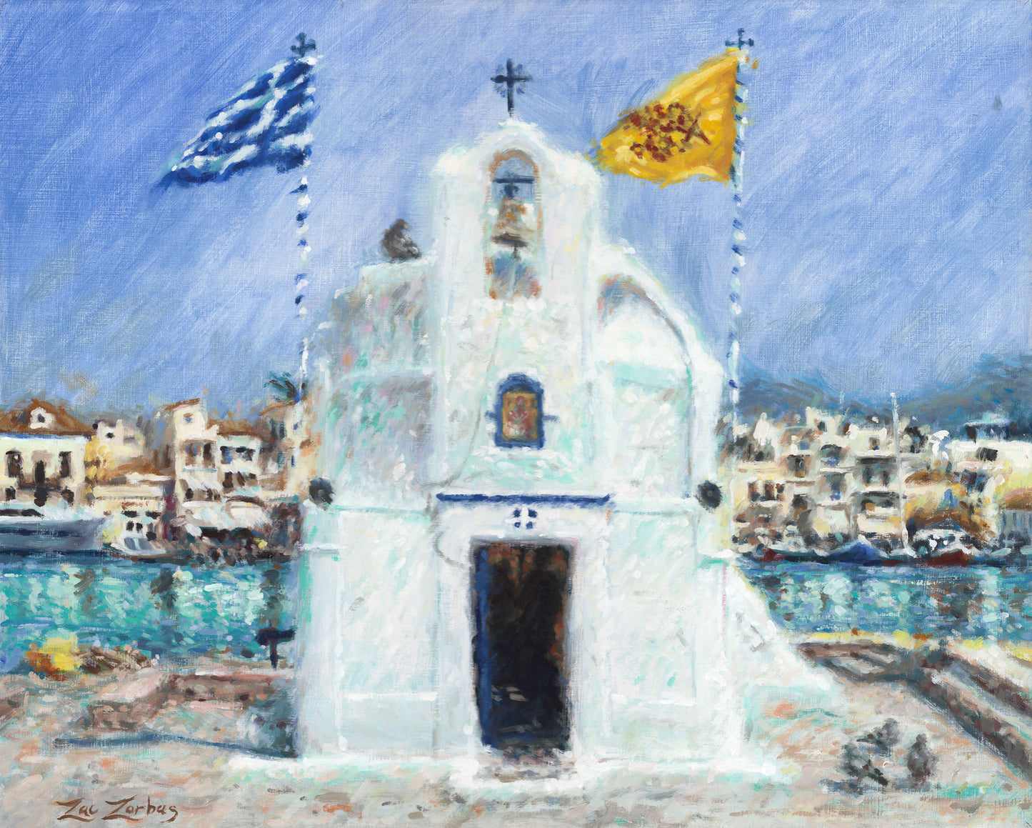 Art Print: Chapel in Aegina Port