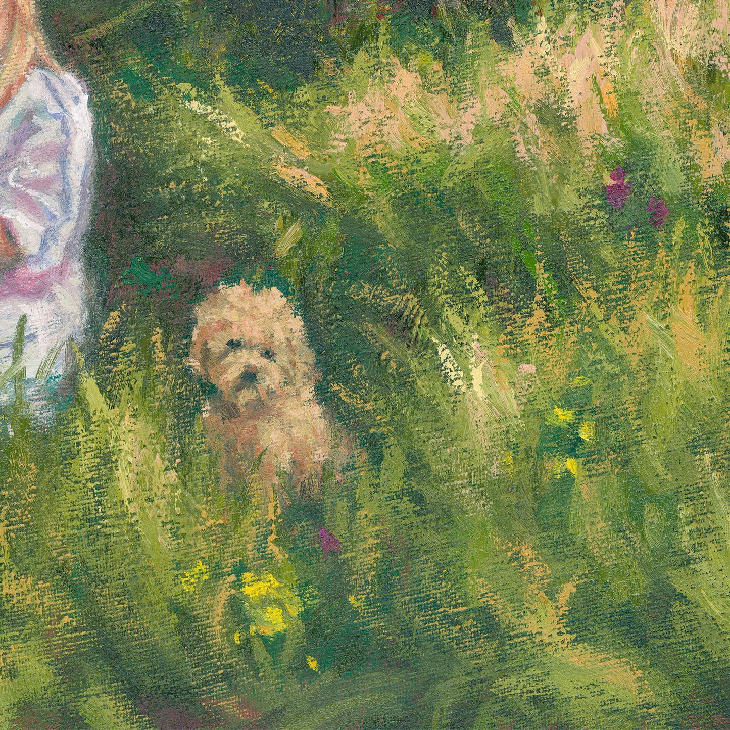 Canvas Print: Lady and Her Poodle in Aegina Springtime
