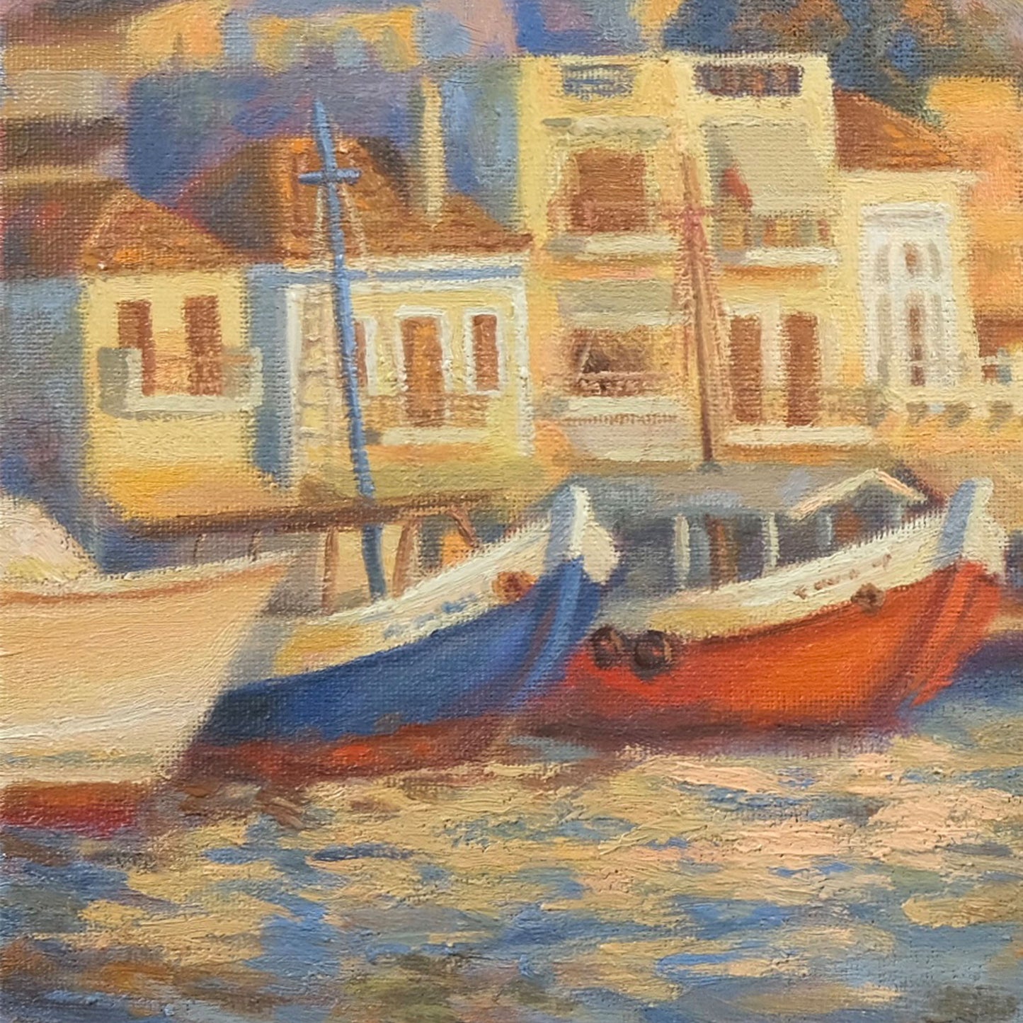 Art Print: Port of Aegina During Golden Hour
