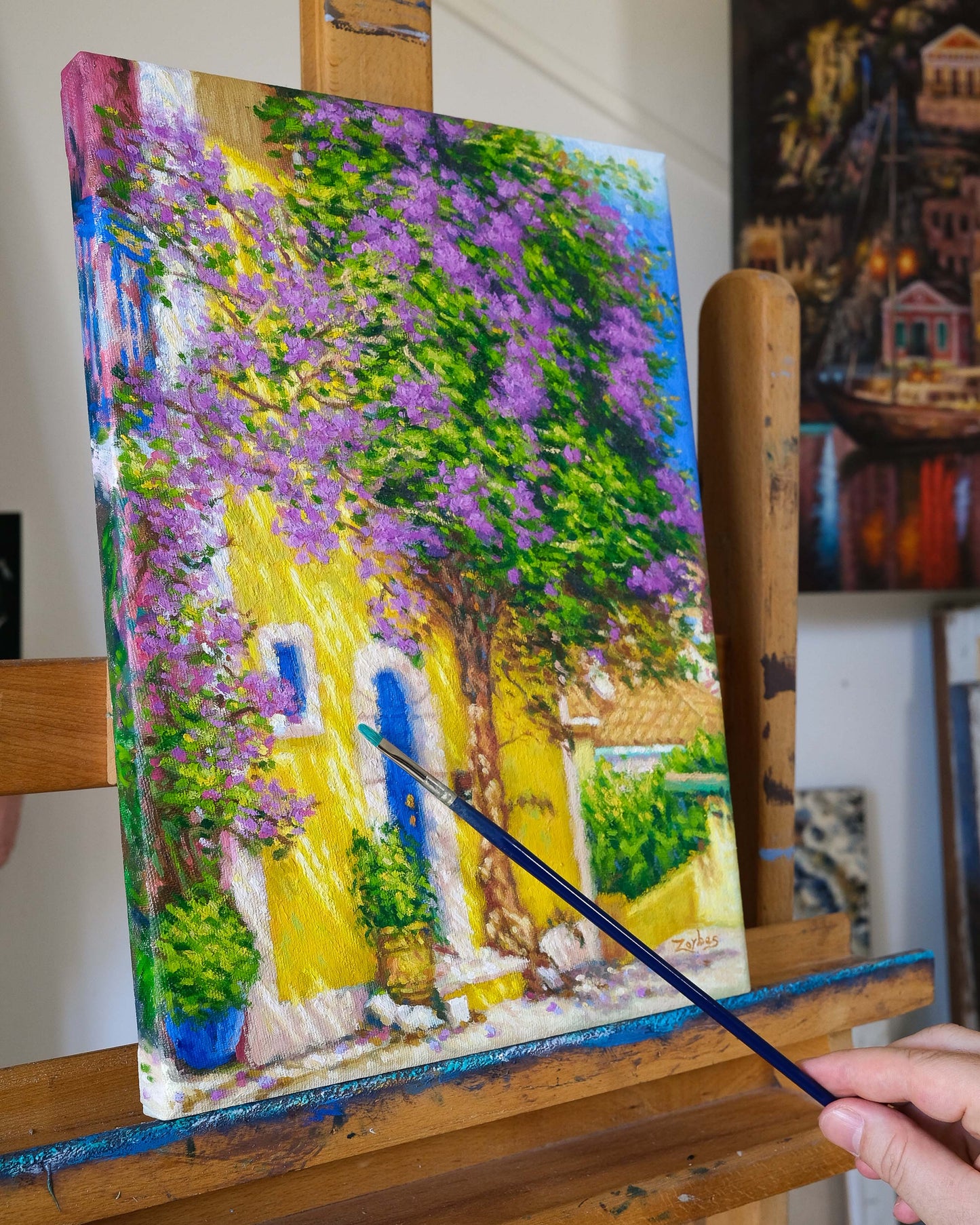 Original Painting: Yellow House in Kefalonia