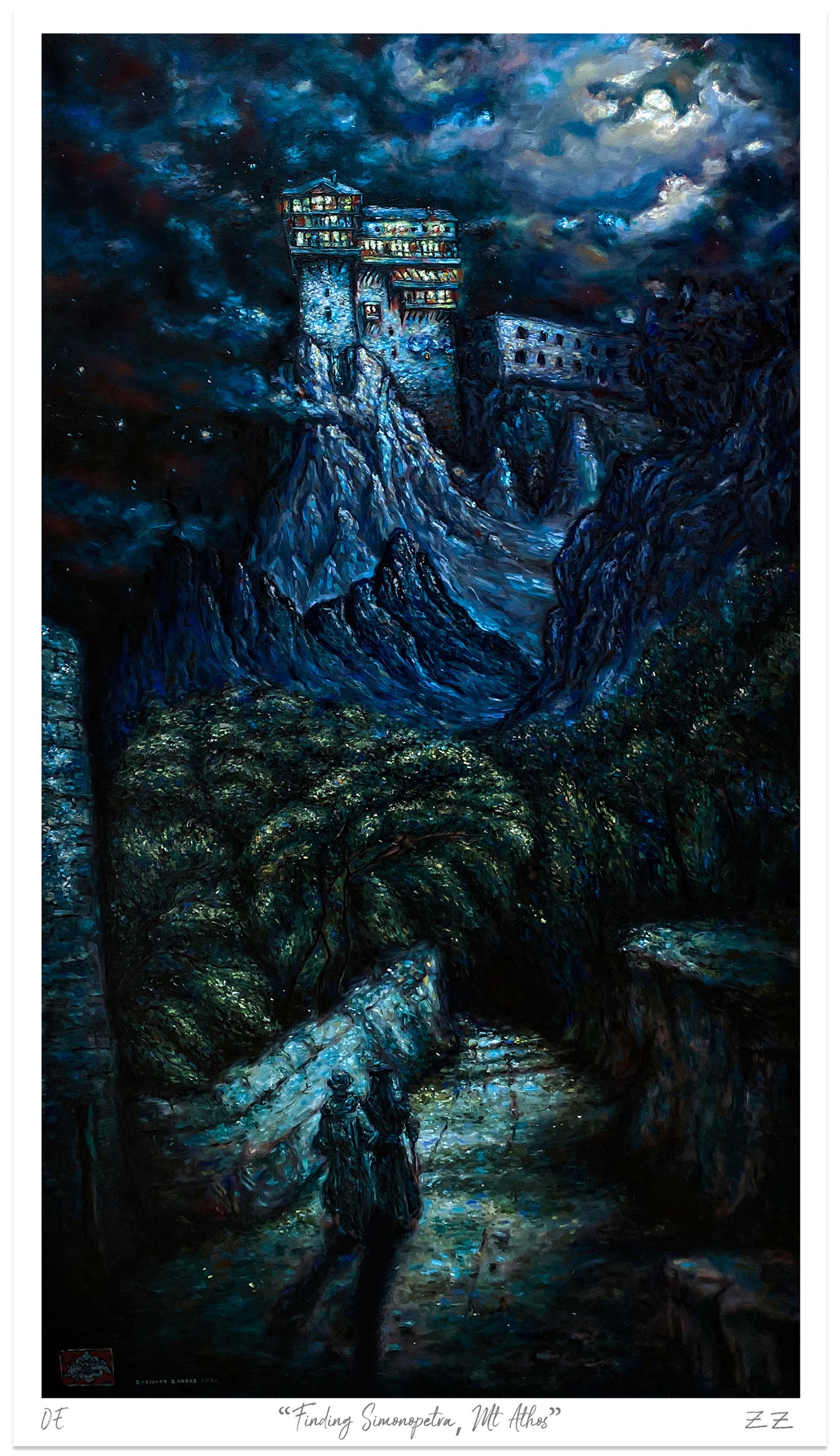 Art Print: Finding the Monastery Simonopetra Mt Athos