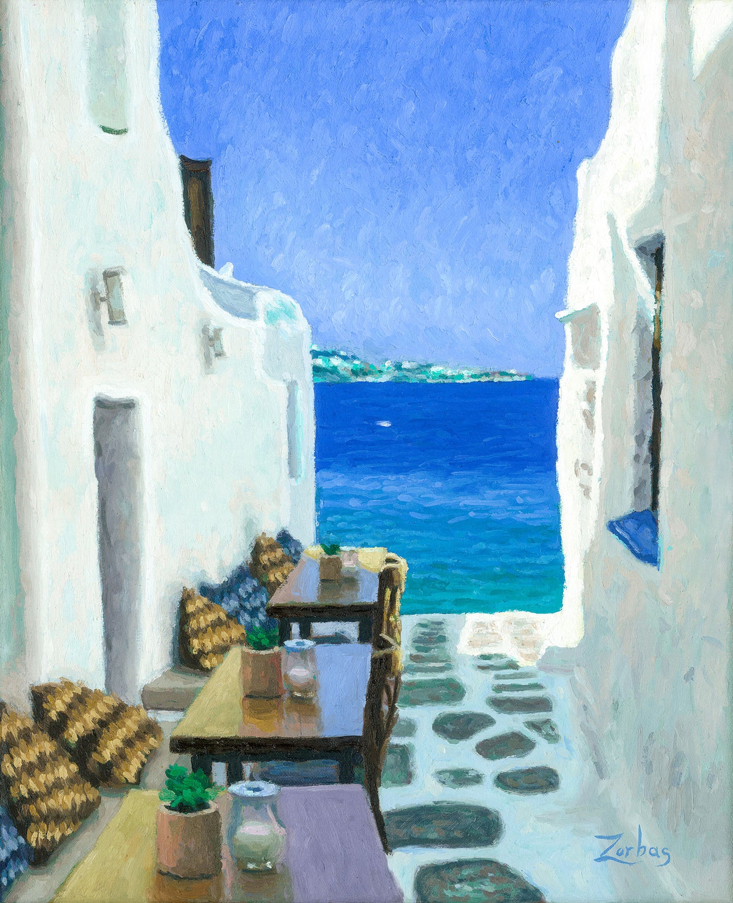 Original Painting: Kastro's Alley in Mykonos