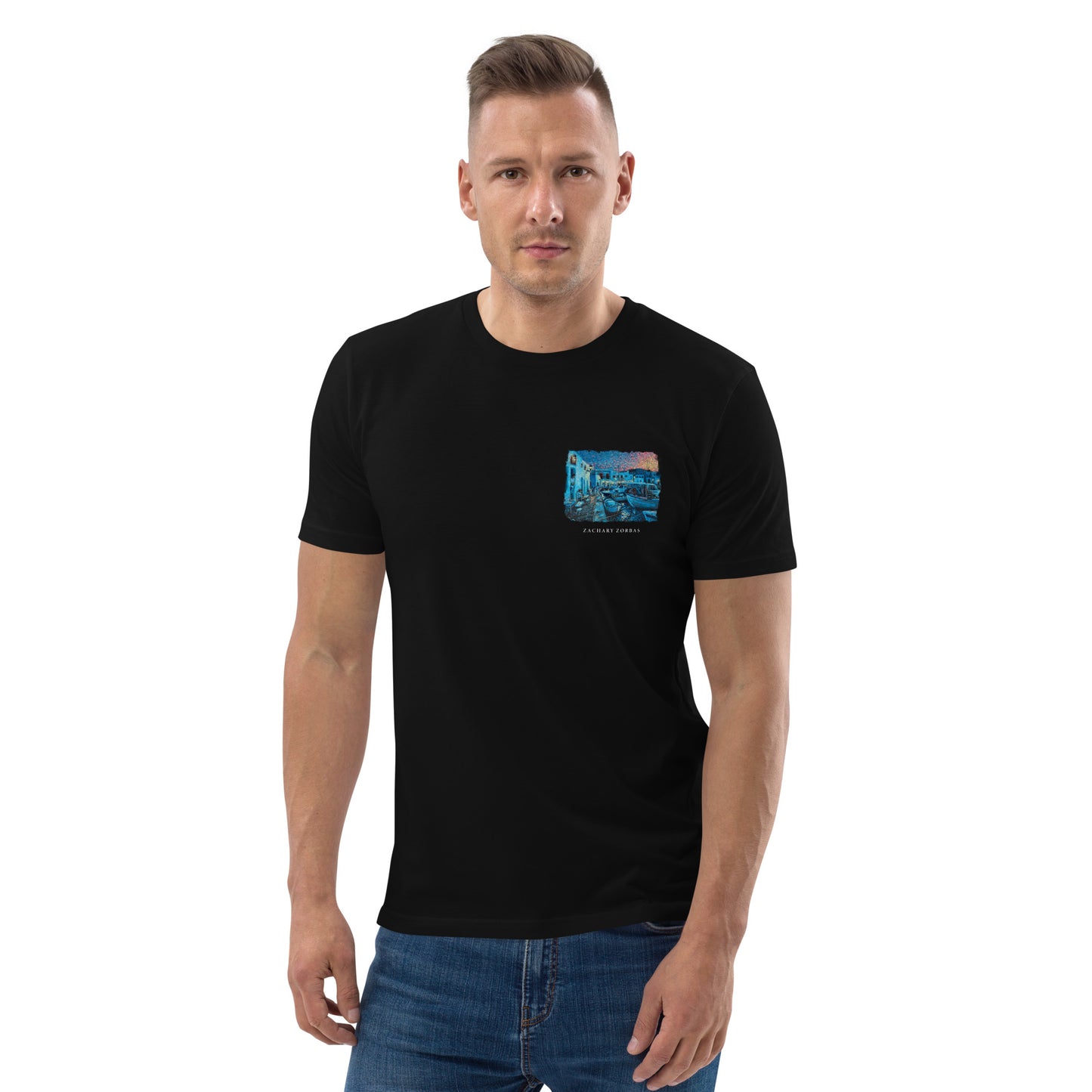 T-Shirt: Evening in Naoussa Paros Unisex Organic Cotton Left