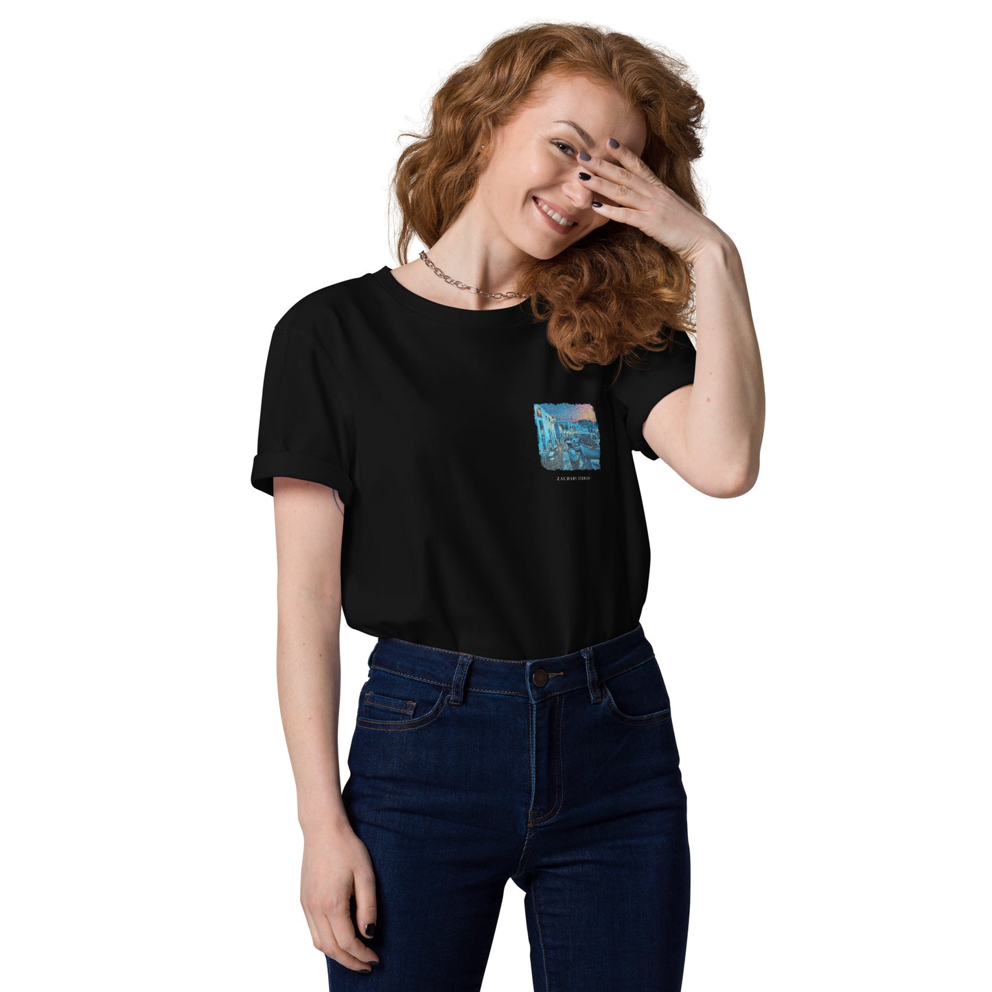 T-Shirt: Evening in Naoussa Paros Unisex Organic Cotton Left